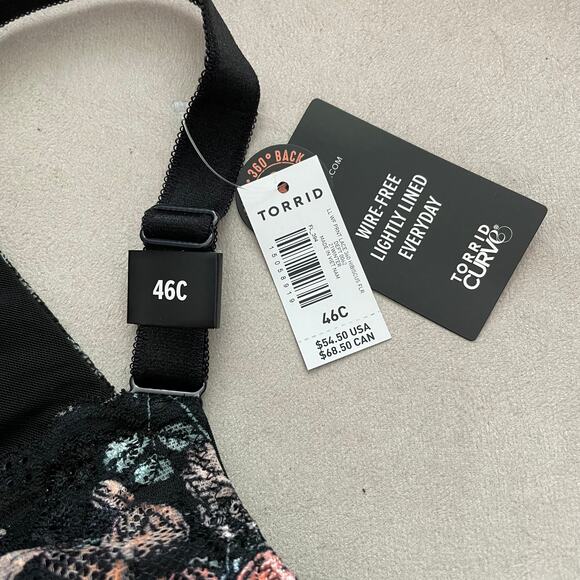 Torrid NWT Lightly Lined Everyday Wire-Free Bra Floral 360° Back Smoothing 46C - Picture 9 of 11